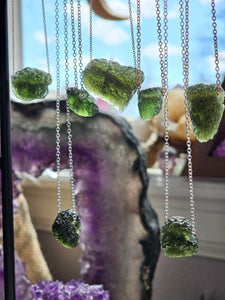 Genuine Moldavite Tektite Space Glass Pendant Necklace