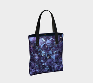 Deep Purple Amethyst Crystal Printed Tote Bag