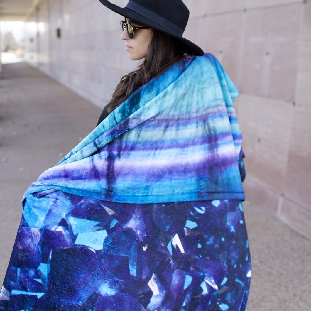 Amethyst Rainbow Fluorite Reversible Crystal Fleece Blanket