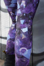 Load image into Gallery viewer, Dark Purple Amethyst Crystal Fold Over Yoga Leggings
