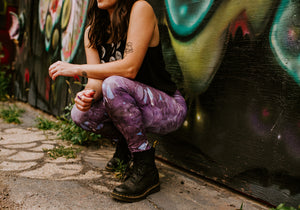 Purple Amethyst Eco Poly Crystal Statement Leggings