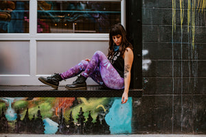 "Capri" Purple Amethyst Eco Poly Crystal Statement Leggings