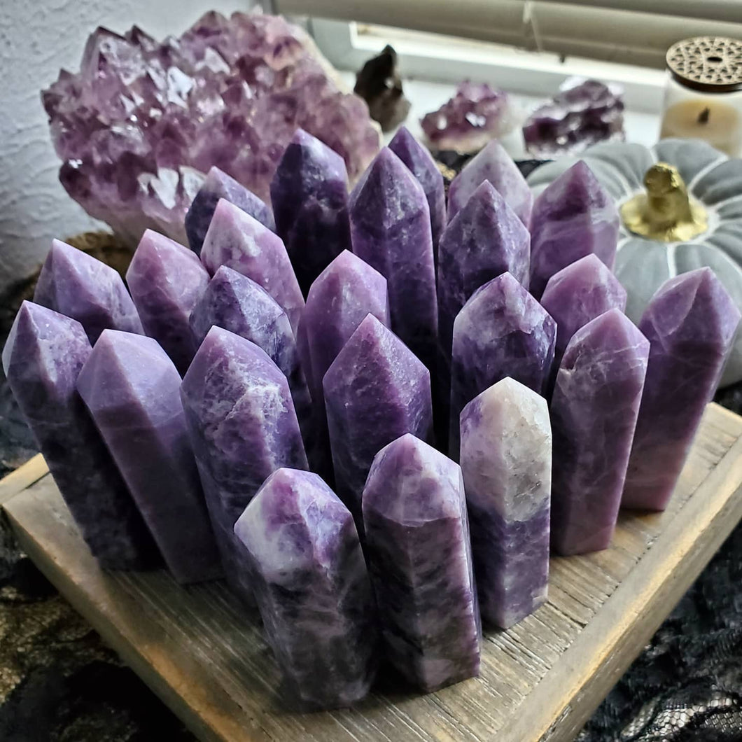 Natural Purple Lepidolite Towers