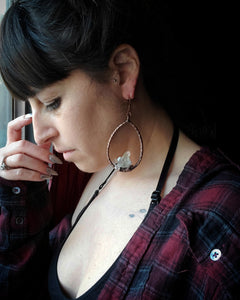 Electroformed Rustic Quartz Cluster Statement Earrings