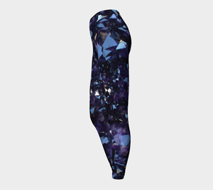 Dark Purple Amethyst Crystal Fold Over Yoga Leggings