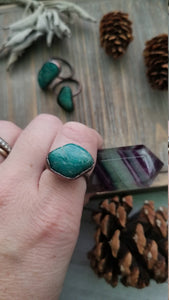 Pure Copper Amazonite Electroformed Gemstone Statement Rings