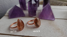Load image into Gallery viewer, Natural Tanzania Confetti Sunstone Gemstone Pure Copper Electroformed Statement Ring
