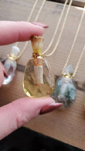 Load image into Gallery viewer, Natural Gemstone Faceted Crystal Poison Bottle Hollow Vial Essential Oil Perfume Necklace
