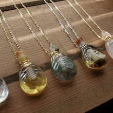 Load image into Gallery viewer, Natural Gemstone Faceted Crystal Poison Bottle Hollow Vial Essential Oil Perfume Necklace
