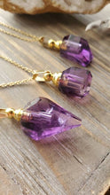 Load image into Gallery viewer, Natural Gemstone AAA Phantom Amethyst Free Form Mini Crystal Poison Bottle Necklace
