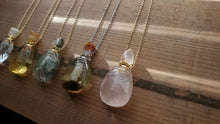 Load image into Gallery viewer, Natural Gemstone Faceted Crystal Poison Bottle Hollow Vial Essential Oil Perfume Necklace
