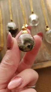 Natural Gemstone Lodolite Chlorite Spherical Crystal Poison Bottle Hollow Necklace