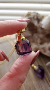 Natural Gemstone AAA Phantom Amethyst Free Form Mini Crystal Poison Bottle Necklace