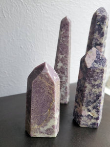 Rare Lilac Lepidolite Pink Tourmaline Purple Pink White TriColor Lithium Mica Gemstone Crystal Tower